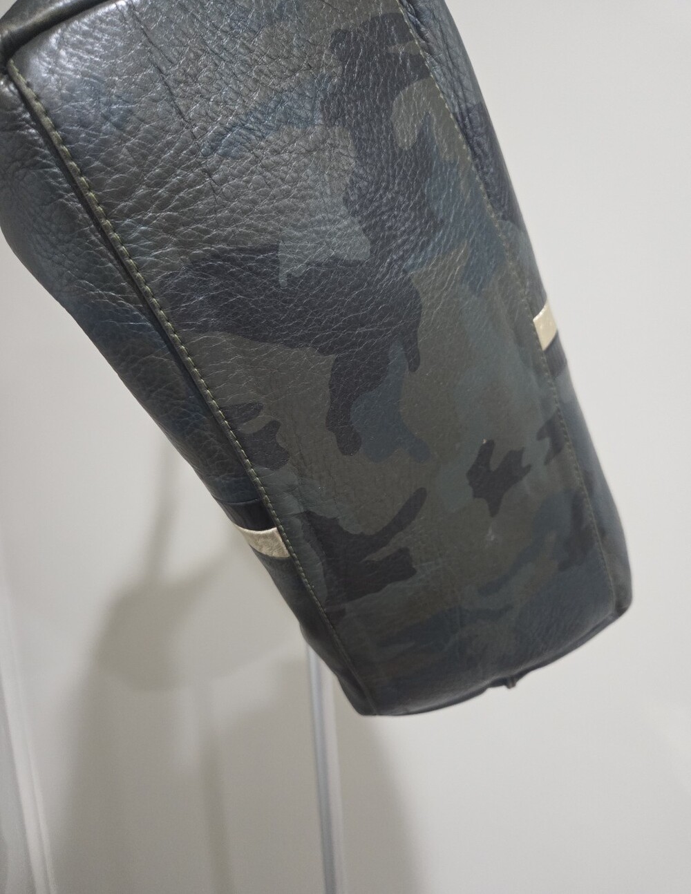 Positive Element Leather Tote Bag with Metallic Stripe - Black/Camo - Picture 3 of 9